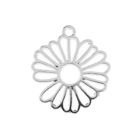 John Bead 28mm Silver Flower Beadwork Pendants, 4ct. {1}