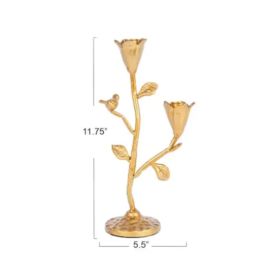 Hello Honey&reg; 11.7" Gold Double Taper Metal Candelabra {5}