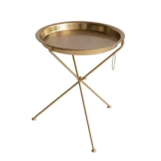 Hello Honey&reg; 21" Brass Finish Art Deco Metal Folding Tray Table {6}
