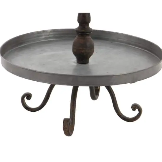 28" Silver Iron Farmhouse 3-Tier Tray Stand {4}
