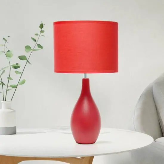 Creekwood Home Essentix 18" Ceramic Dewdrop Table Lamp Red {5}