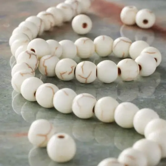 White Crackle Dyed Howlite Round Beads, 6mm by Bead Landing&trade; {3}