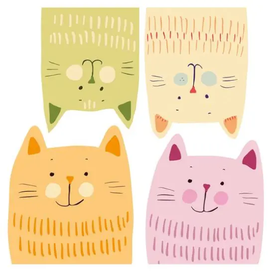 Crearreda Mulitcolor Cats Wall Decal Set {6}