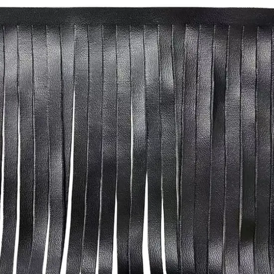 4" Faux Leather Fringe Trim by Celebrate It&reg; Black {3}