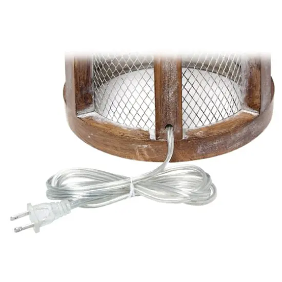 Lalia Home 29" Wooded Arch Table Lamp with White Fabric Shade Old Wood and White {9}