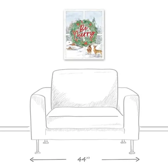 Be Merry Winter Window 16x20 Canvas Wall Art {5}