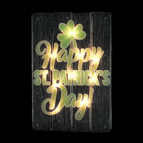 16" Lighted Shimmering Happy St. Patrick's Day Shamrock Window Silhouette {3}
