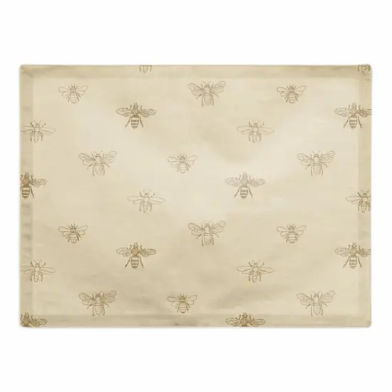 Delicate Bee Pattern Cotton Twill Placemat Yellow {1}