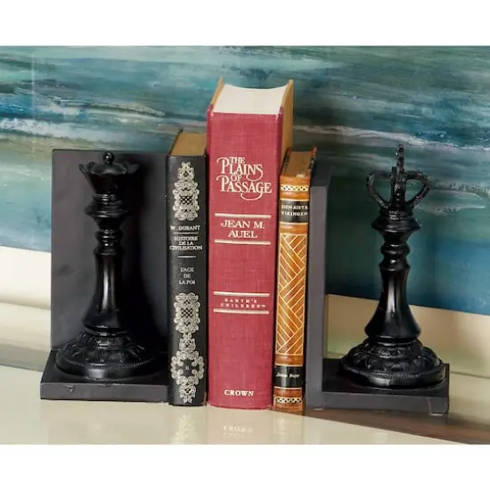 8" Black Chess Bookends, 2ct. {6}