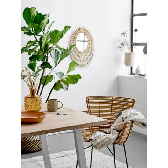 Hello Honey&reg; 21" Decorative Beige Oval Rattan Mirror {5}