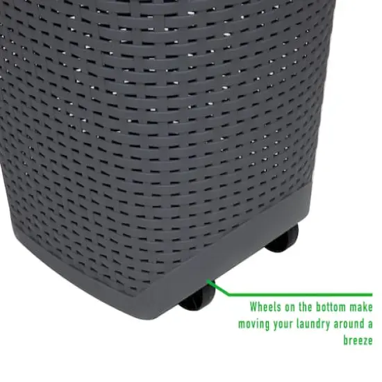 Mind Reader 60L Wheeled Hamper with Cutout Handle Gray {8}