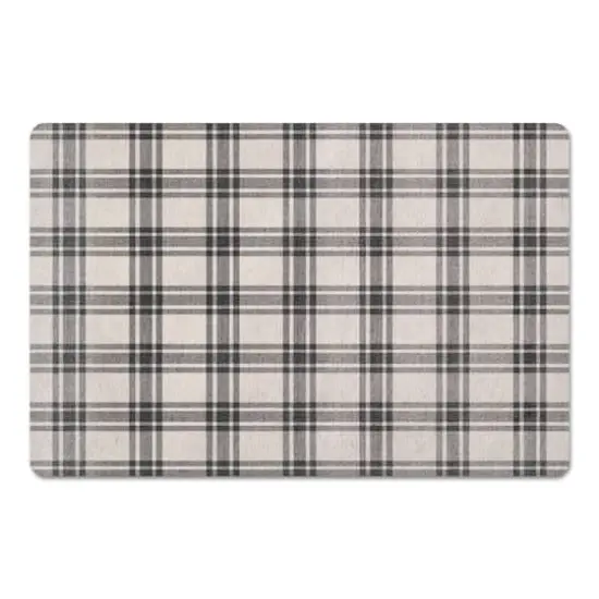 Black Plaid Floor Mat {1}