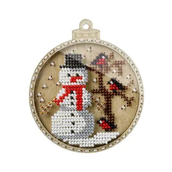 Wonderland Crafts Snowman Ornament Bead Embroidery on Wood Kit {1}