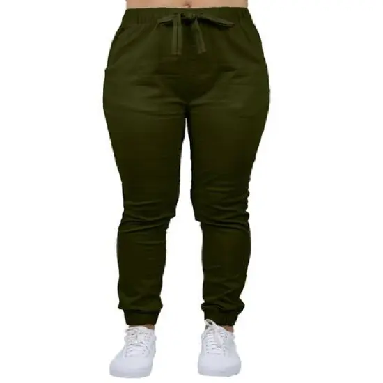Galaxy By Harvic Loose Fit Stretch Twill Women's Joggers Olive {1}
