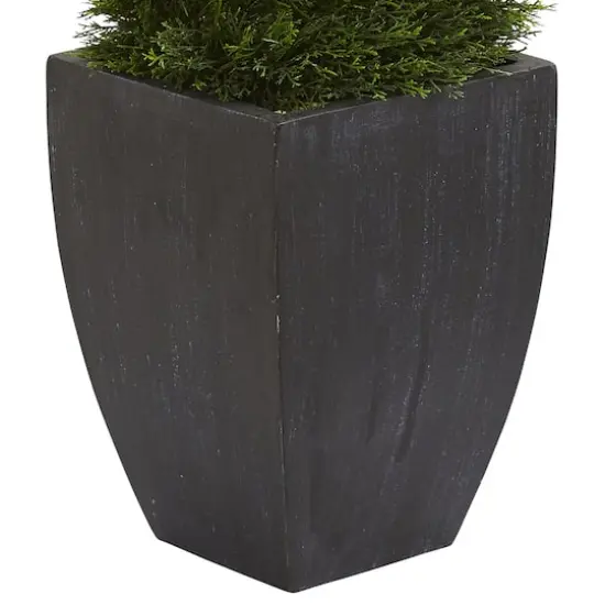 5ft. UV Resistant Double Pond Cypress Spiral Topiary Artificial Tree in Black Wash Planter {4}