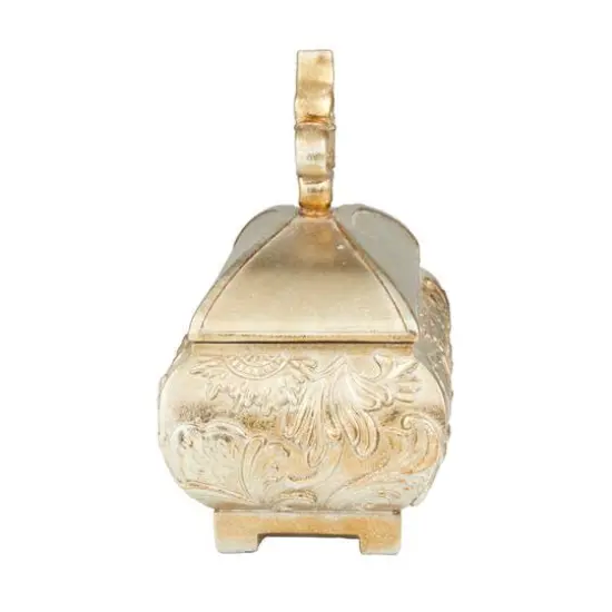 11" Gold Rectangular Traditional Decorative Jar {3}