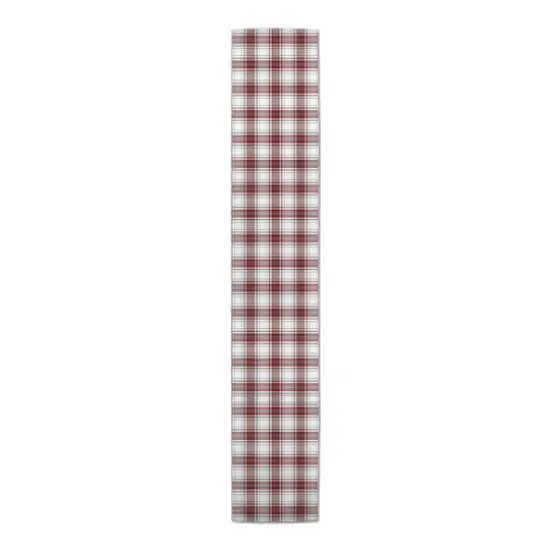 Red Gray Plaid 16x72 Cotton Twill Runner {4}