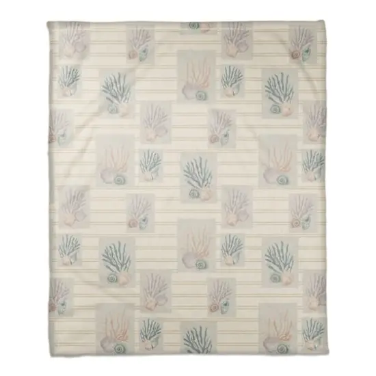 Shell Panels Coral Fleece Blanket Yellow Stripe {1}