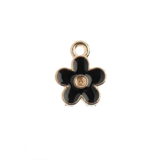 John Bead Sweet & Petite Small Flower Charms, 10ct. Black {1}