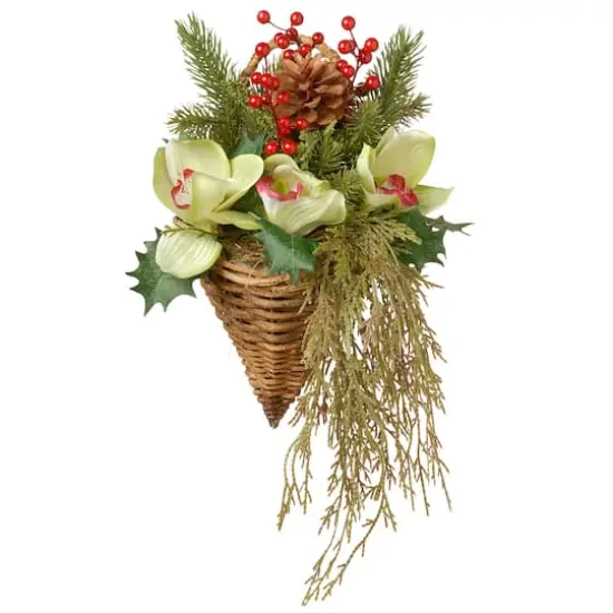11" Cymbidium Flower Wall Basket {1}