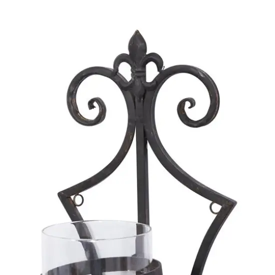 31" Black Iron Traditional Candle Wall Sconce {5}