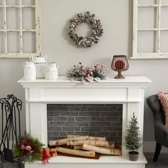 17" Snowy Magnolia Berry Artificial Arrangement Candelabrum {3}