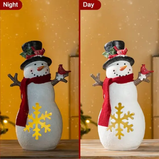 Glitzhome&reg; 15" Christmas Lighted Resin Snowman Table Decor {9}