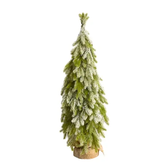 3ft. Unlit Snow Flocked Down Swept Holiday Artificial Christmas Tree in Burlap Base {1}