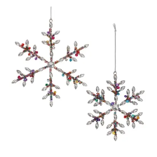 Rainbow Beaded Snowflake Ornament Set {4}