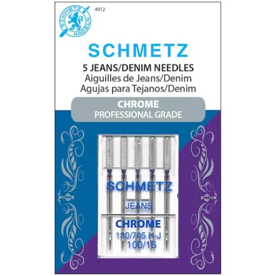 Euro-notions Schmetz Chrome Jean & Denim Machine Needles, 100/16, 5ct. {1}