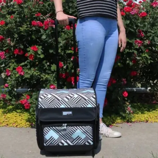 Everything Mary Teal Geometric Deluxe Rolling Craft Case {6}