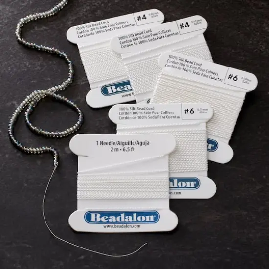 Beadalon&reg; 100% Silk Bead Cord Variety Pack, White {3}
