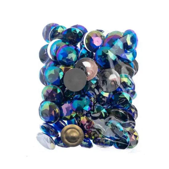 John Bead 25mm AB Acrylic Round Flat Back Rhinestones, 100ct. Royal Blue AB {4}