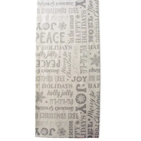 DII&reg; 108" Silver Christmas Collage Table Runner {4}