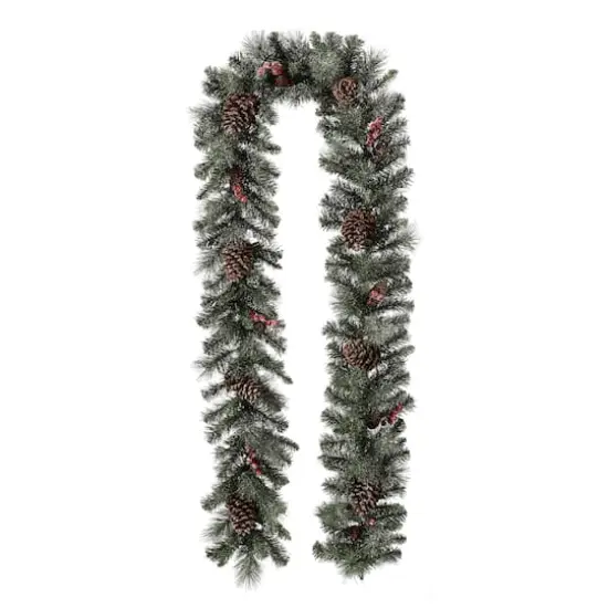 Glitzhome&reg; 9ft. LED Glittered Pinecone Christmas Garland {4}