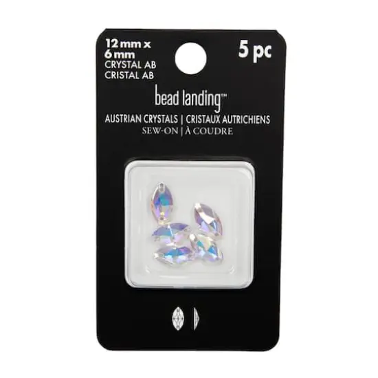 12mm Navette Sew-On Austrian Crystals by Bead Landing&trade;, 5ct. Crystal AB {5}