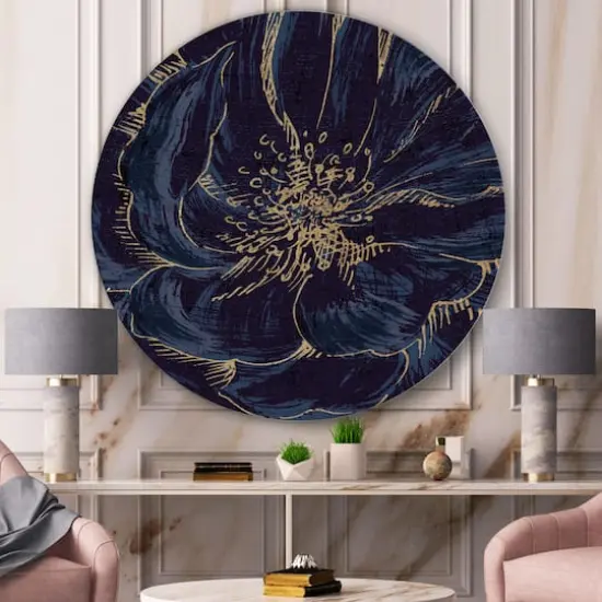 Designart - Dark Rose Gilded Gold - Shabby Chic Metal Circle Wall Art {4}