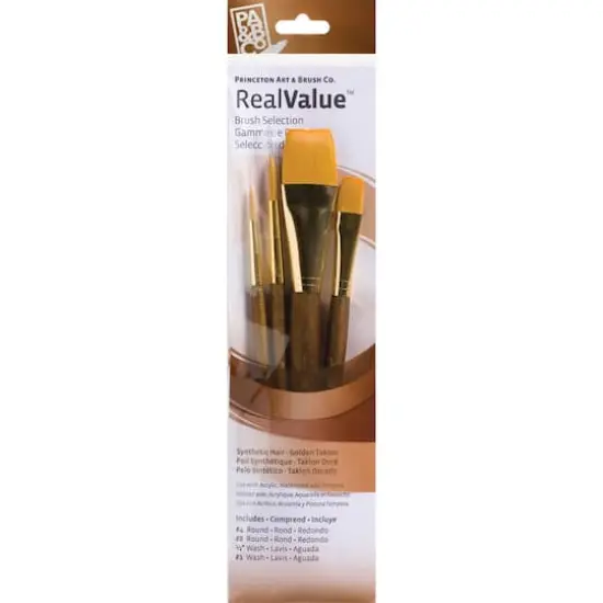 Princeton&trade; RealValue&trade; Golden Taklon Brush Set With 1" Wash {1}