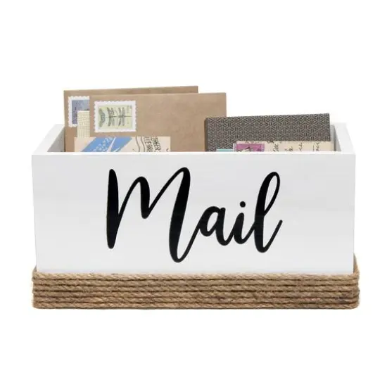 Elegant Designs Mail Script Mail Holder with Handles Black/White {6}