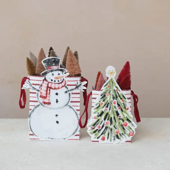 Hello Honey Compact Snowman & Christmas Tree Printed Paper Diecut Gift Bags, 2ct. {3}