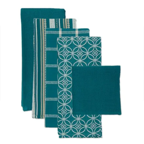 DII&reg; Dish Towel & Dishcloth Set Teal {6}