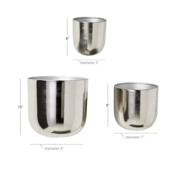 Silver Metal Contemporary Planter Set {5}