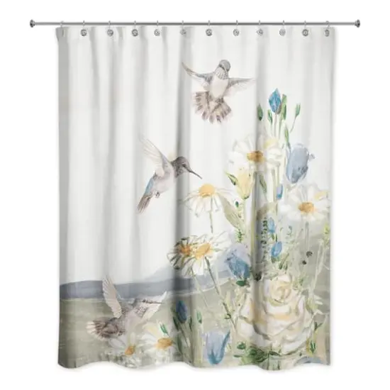 Hummingbirds with Flowers 71" x 74" Shower Curtain {3}