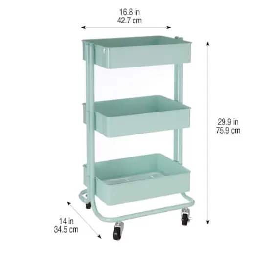 Lexington 3-Tier Rolling Cart by Simply Tidy&reg; Mint {4}