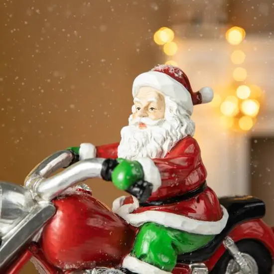 Glitzhome&reg; 11.75" Santa with Motorcycle Table D&eacute;cor {4}