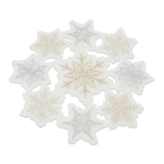 17" Embroidered Snowflake Doily D&eacute;cor Set {3}