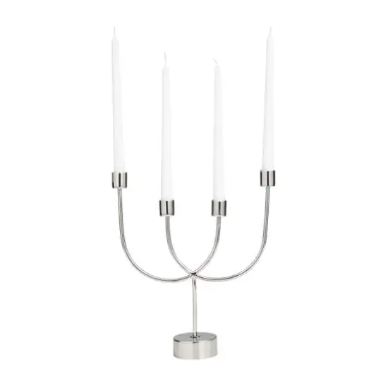 13" Silver Stainless Steel Overlapping U-Shaped Candelabra {5}