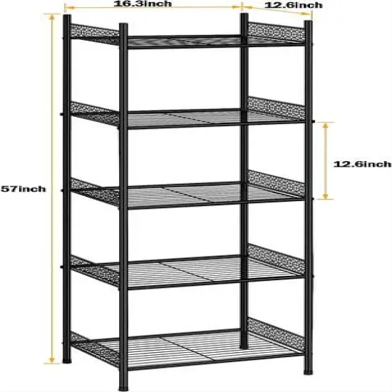 NEX&trade; 57" Black 5-Tier Wire Storage Organizer {3}