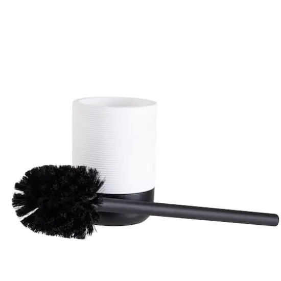 Bath Bliss Black & White ToiletBrush & Holder Set {6}