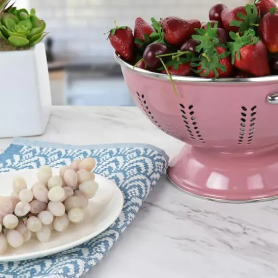 Gibson Home Plaza Cafe Red 4 Quart Enamel Colander {6}